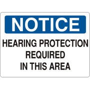 HEARING PROTECTION REQUIRED IN THIS AREA - NOTICE SIGN - HEARING PROTECTION REQUIRED IN THIS AREA - NOTICE SIGN, 14X20, Adhesive Vinyl