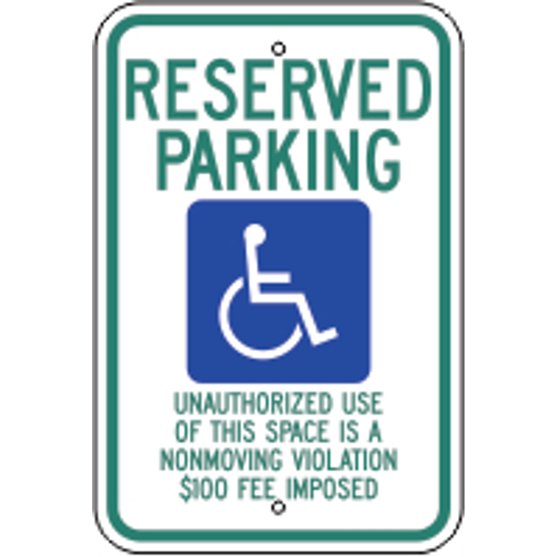 RESERVED PARKING PICTO UNAUTHORIZED USE OF THIS SPACE IS - HANDICAPPED PARKING SIGN - RESERVED PARKING PICTO UNAUTHORIZED USE OF THIS SPACE IS - HANDICAPPED PARKING SIGN, 18X12, Aluminum (.080) EGP Reflective