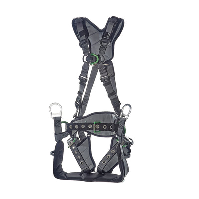 MSA V-FIT Tower Harness w/Back, Front & Side D-Rings - Tongue Buckle Leg and Belt Straps - Shoulder & Leg Padding - Standard - 10218042