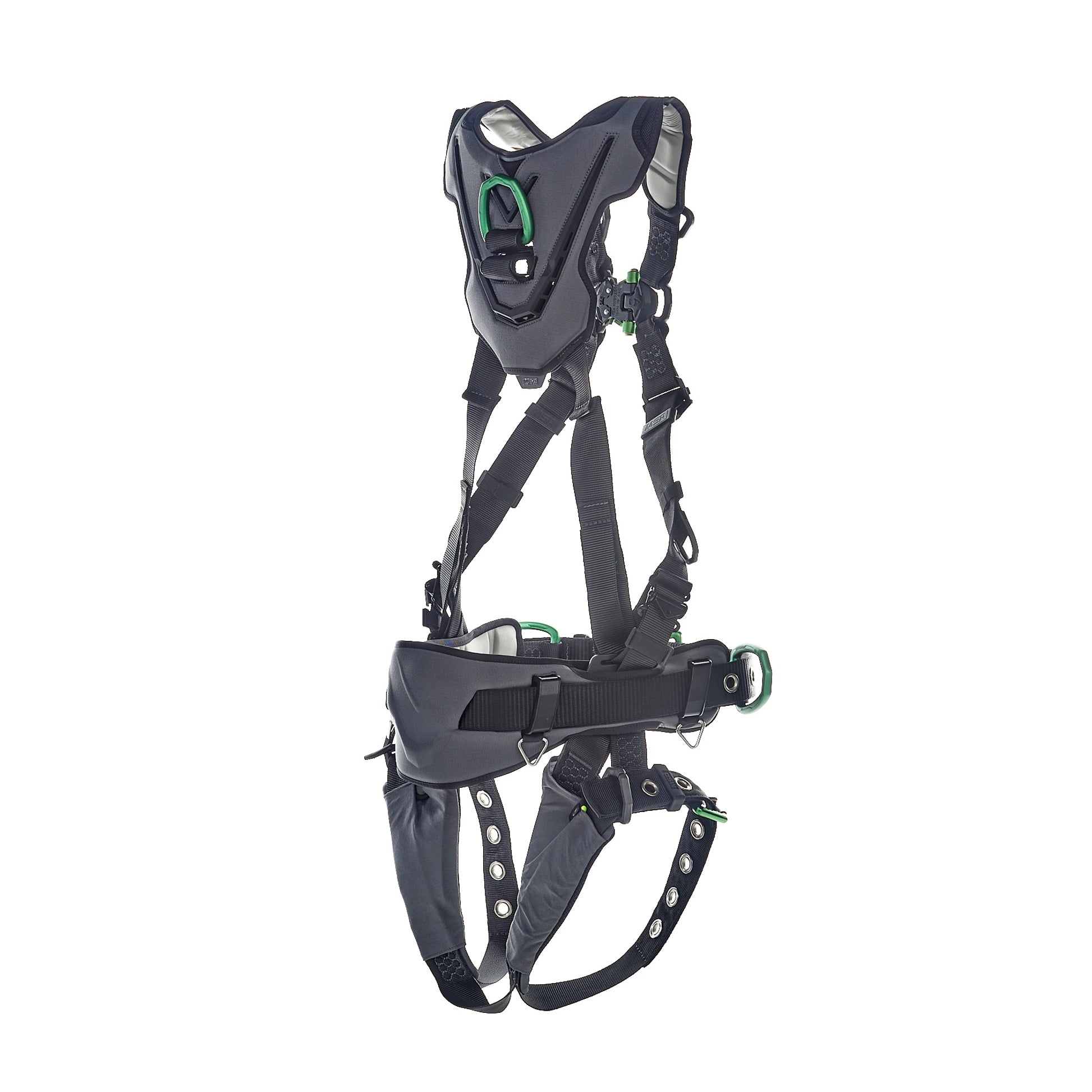 MSA V-FLEX Construction Harness w/Back, Front & Side D-Rings - Tongue Buckle Leg Straps - Extra Large - 10211348