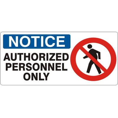 AUTHORIZED PERSONNEL ONLY PERSON PICTO - NOTICE SIGN - AUTHORIZED PERSONNEL ONLY PERSON PICTO - NOTICE SIGN, 7X17, Adhesive Vinyl