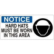 HARD HATS MUST BE WORN IN THIS AREA  HARD HAT - NOTICE SIGN - HARD HATS MUST BE WORN IN THIS AREA  HARD HAT - NOTICE SIGN, 7X17, Adhesive Vinyl