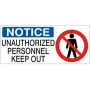 UNAUTHORIZED PERSONNEL KEEP OUT PERSON PICTO - NOTICE SIGN - UNAUTHORIZED PERSONNEL KEEP OUT PERSON PICTO - NOTICE SIGN, 7X17, Adhesive Vinyl