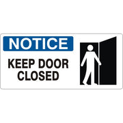 KEEP DOOR CLOSED WITH  PICTO - NOTICE SIGN - KEEP DOOR CLOSED WITH  PICTO - NOTICE SIGN, 7X17, Adhesive Vinyl