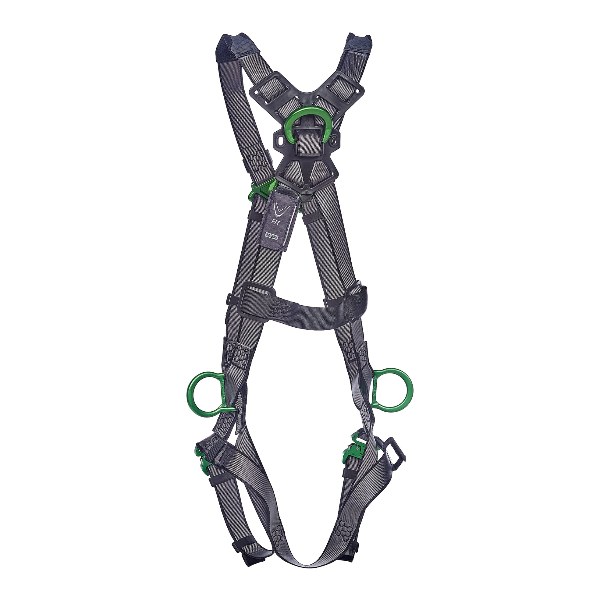 MSA V-FIT Harness w/Back & Side D-Rings - Quick-Connect Leg Straps - Super Extra Large - 10195067