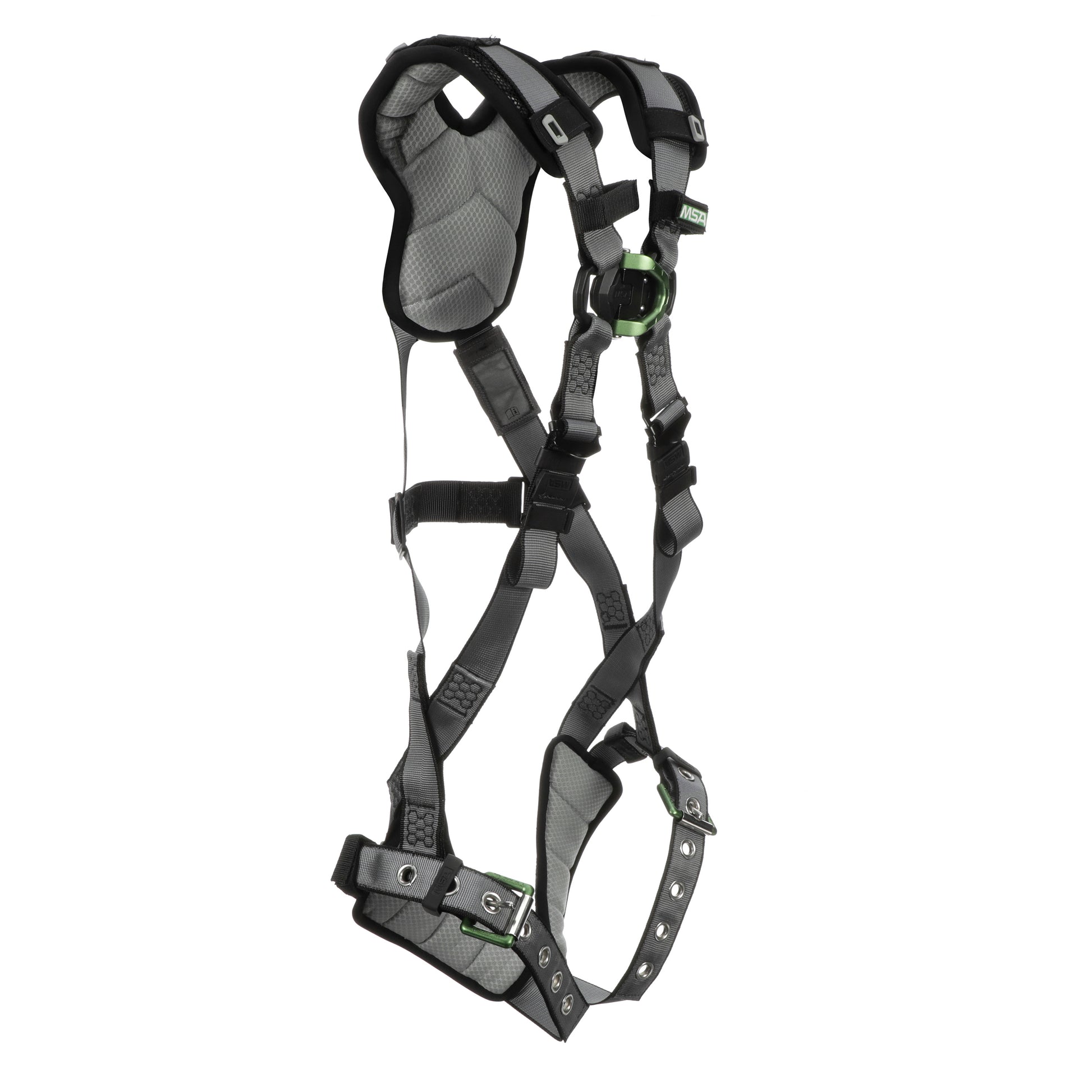 MSA V-FIT Harness w/Back & Front D-Rings - Tongue Buckle Leg Straps - Shoulder Padding - Super Extra Large - 10194895