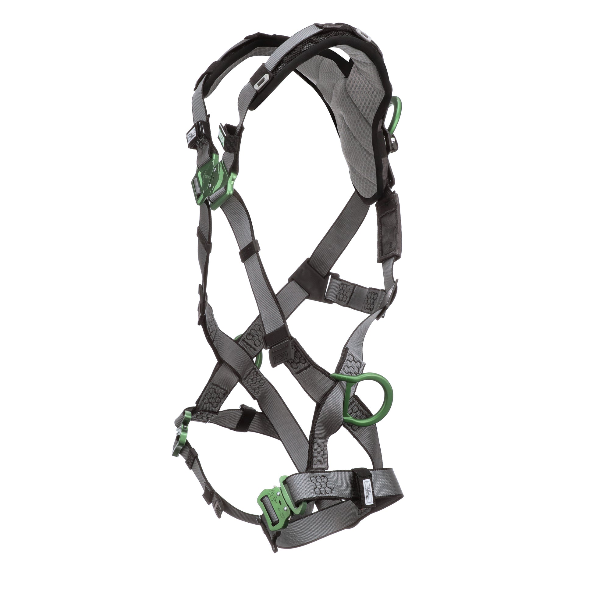 MSA V-FIT Harness w/Back & Side D-Rings - Quick-Connect Leg Straps - Shoulder Padding - Extra Large - 10194874