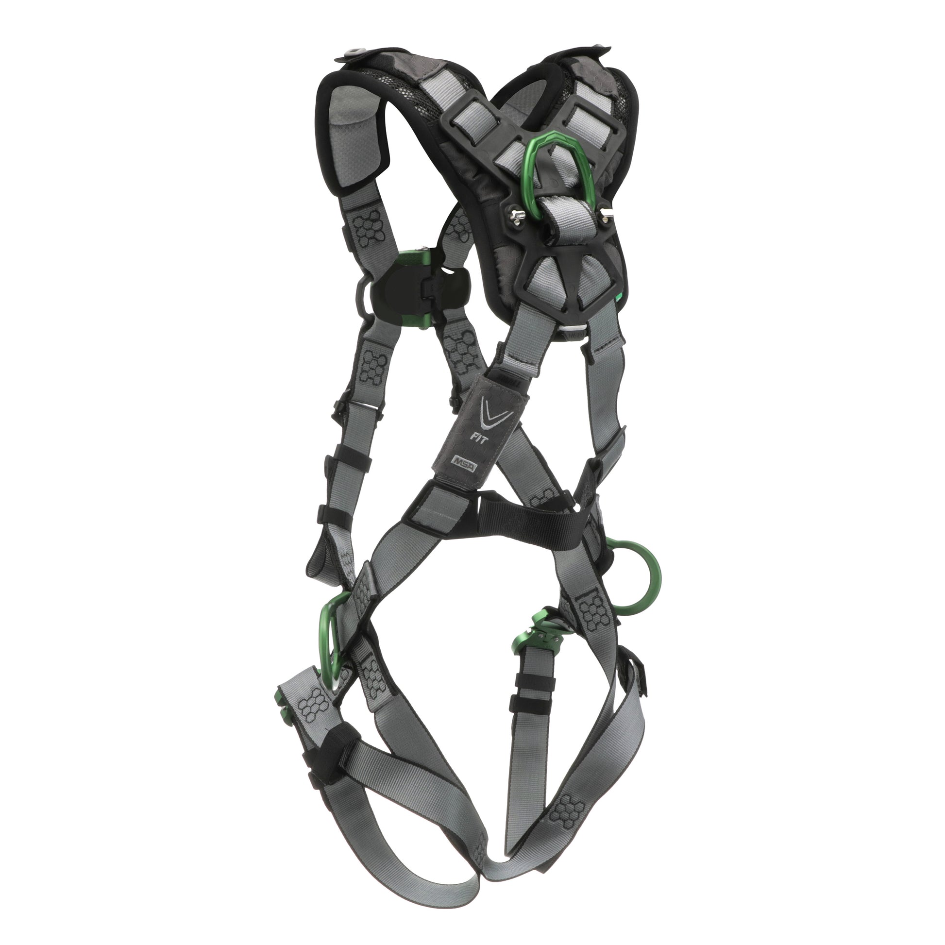 MSA V-FIT Harness w/Back, Front & Side D-Rings - Quick-Connect Leg Straps - Shoulder Padding - Extra Large - 10194865