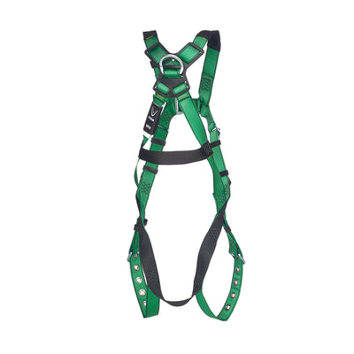 MSA V-FORM Harness w/Back D-Ring - Tongue Buckle Leg Straps Quick Connect Chest Buckle - Extra Small - 10206057
