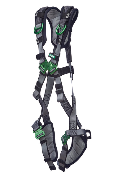 MSA V-FIT Harness w/Back & Shoulder D-Rings - Quick-Connect Leg Straps - Shoulder & Leg Padding - Extra Small - 10194968