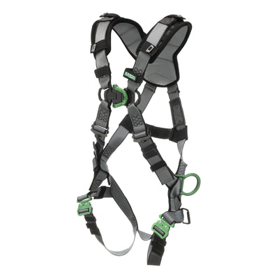MSA V-FIT Harness w/Back, Front & Side D-Rings - Quick-Connect Leg Straps - Shoulder Padding - Extra Large - 10194865