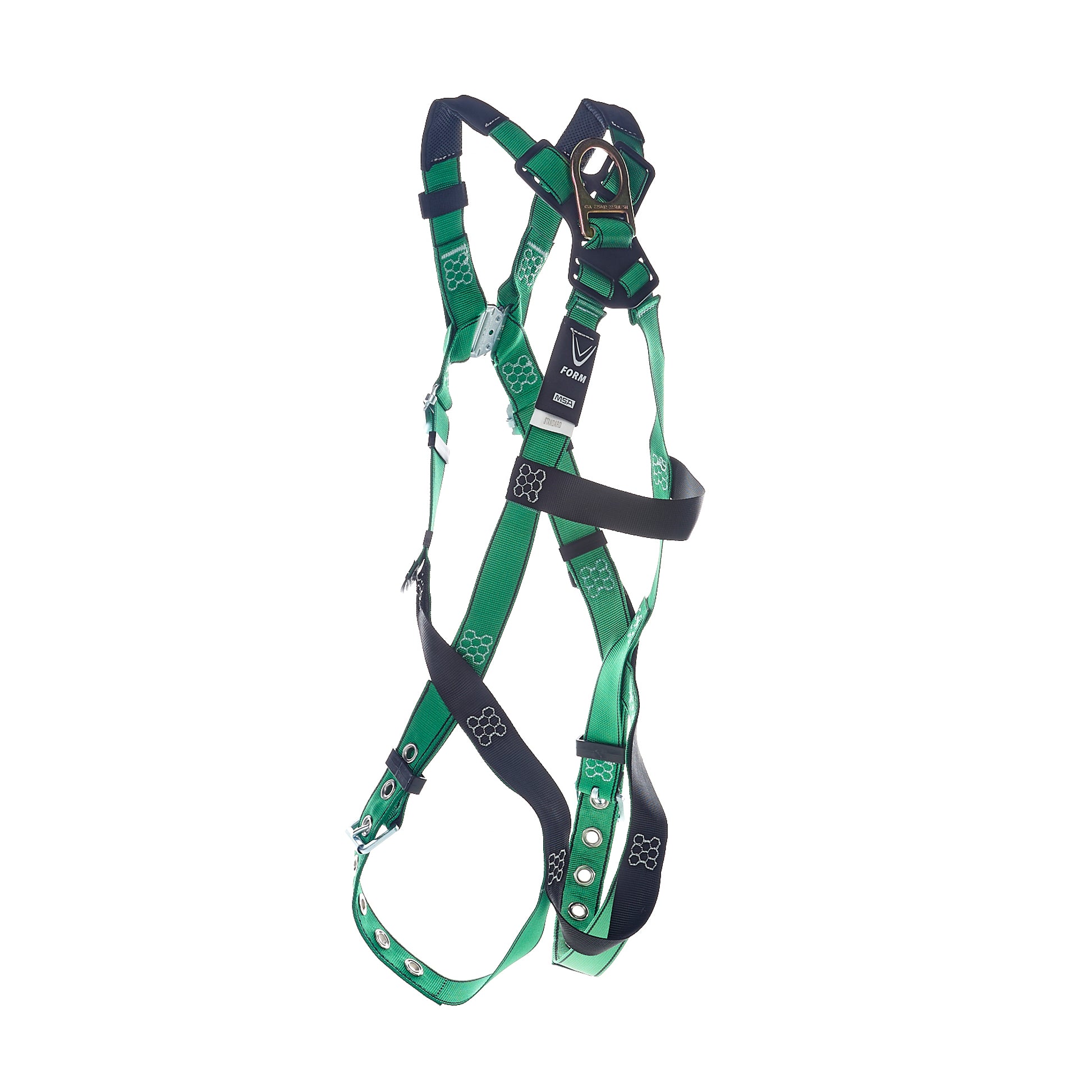 MSA V-FORM Harness w/Back & Front D-Rings - Tongue Buckle Leg Straps Quick Connect Chest Buckle - Extra Small - 10206065