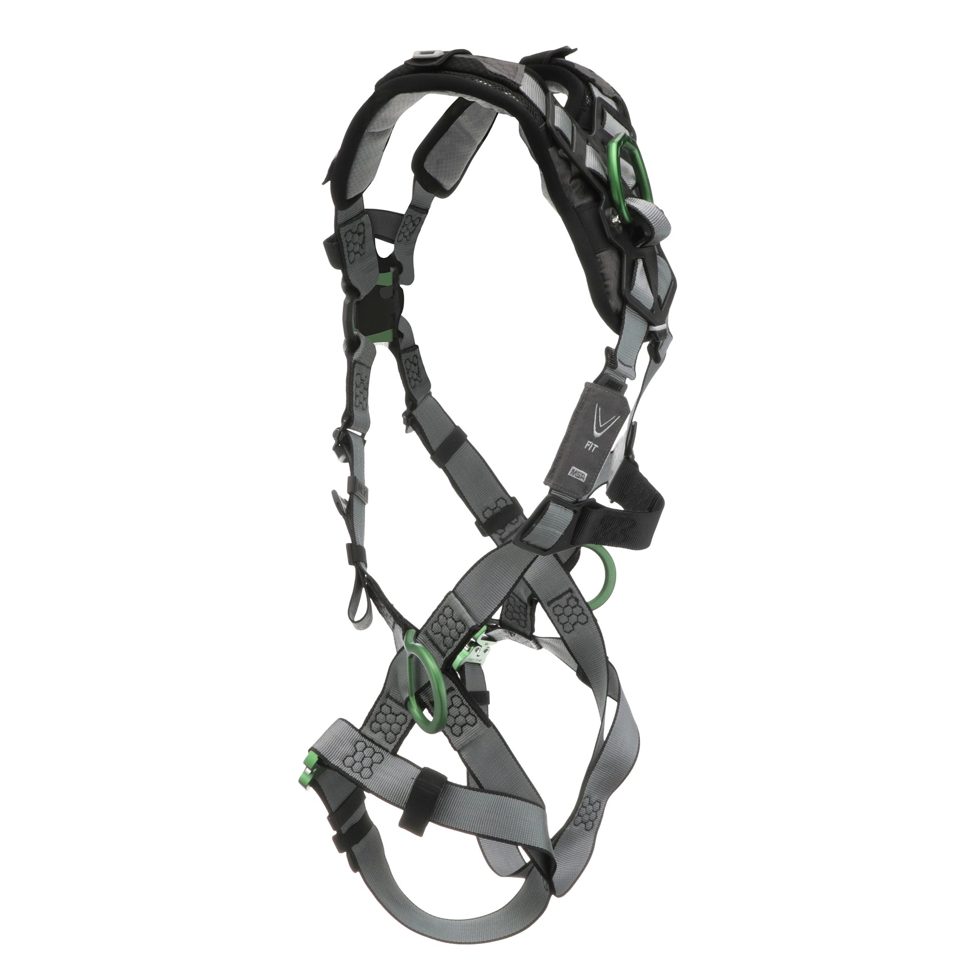 MSA V-FIT Harness w/Back, Front & Side D-Rings - Quick-Connect Leg Straps - Shoulder Padding - Extra Large - 10194865