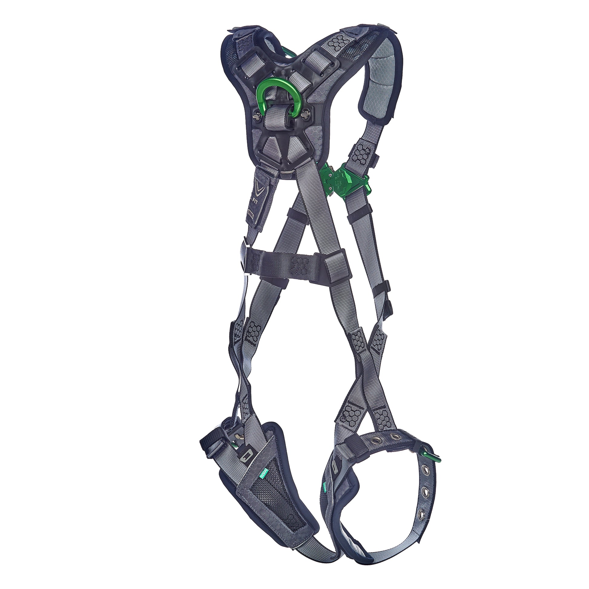 MSA V-FIT Harness w/Back & Shoulder D-Rings - Tongue Buckle Leg Straps - Shoulder & Leg Padding - Extra Large - 10195029