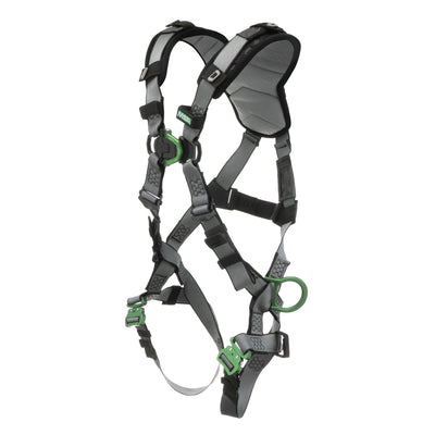 MSA V-FIT Harness w/Back, Front & Side D-Rings - Quick-Connect Leg Straps - Shoulder Padding - Standard - 10194864