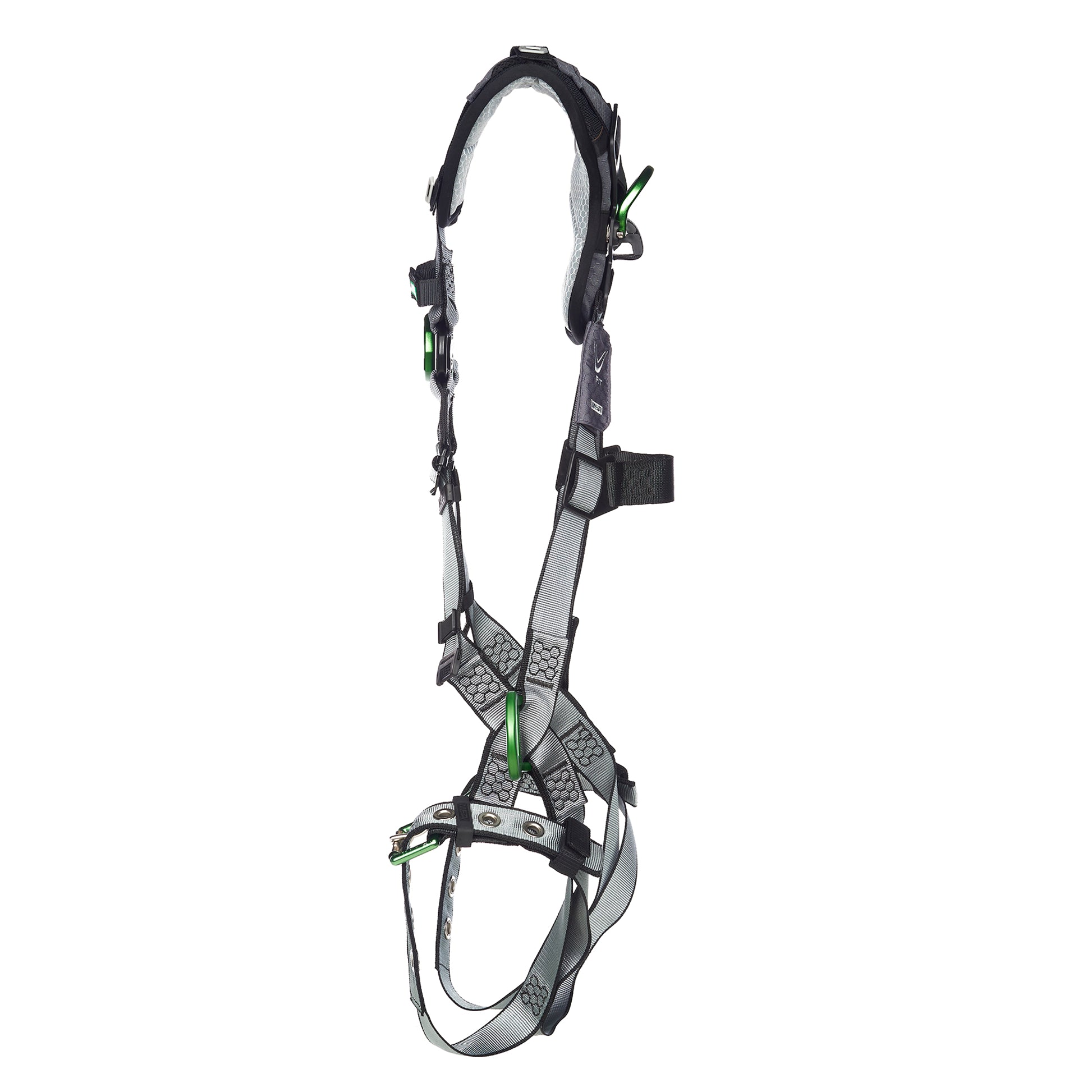MSA V-FIT Harness w/Back, Front & Side D-Rings - Tongue Buckle Leg Straps - Shoulder Padding - Extra Small - 10194896