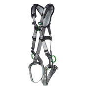 MSA V-FIT Harness w/Back, Front & Side D-Rings - Tongue Buckle Leg Straps - Shoulder Padding - Extra Small - 10194896