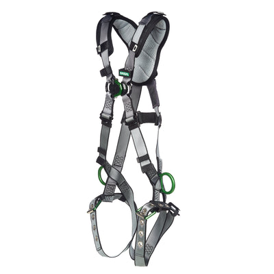 MSA V-FIT Harness w/Back, Front & Side D-Rings - Tongue Buckle Leg Straps - Shoulder Padding - Extra Small - 10194896
