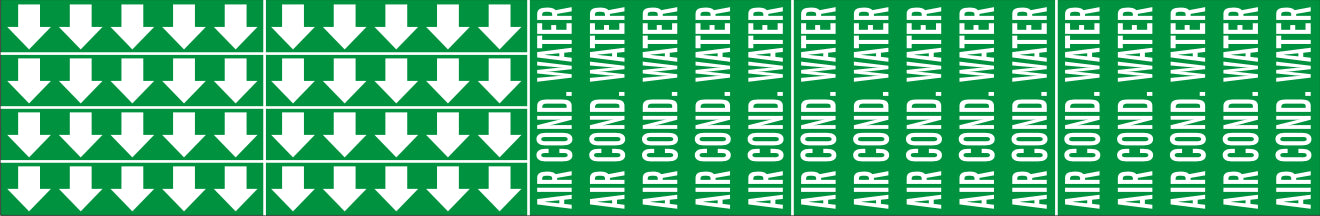 AIR COND. WATER - PIPE MARKER WITH ARROWS - AIR COND. WATER - PIPE MARKER WITH ARROWS, 2.25X13.5, Adhesive Vinyl