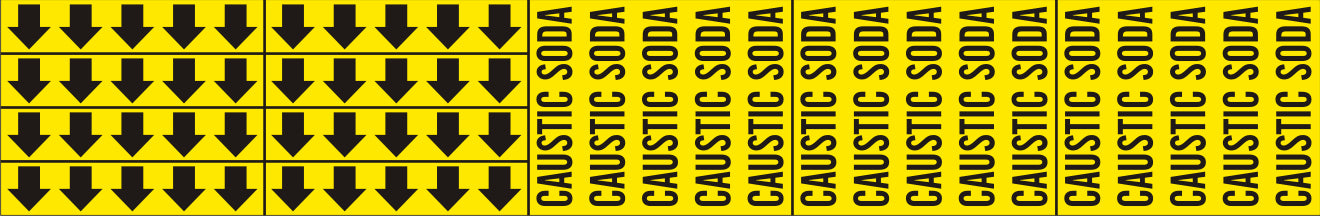 CAUSTIC SODA - PIPE MARKER WITH ARROWS - CAUSTIC SODA - PIPE MARKER WITH ARROWS, 2.25X13.5, Adhesive Vinyl