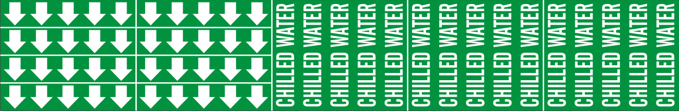 CHILLED WATER - PIPE MARKER WITH ARROWS - CHILLED WATER - PIPE MARKER WITH ARROWS, 2.25X13.5, Adhesive Vinyl