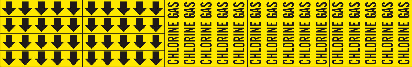 CHLORINE GAS - PIPE MARKER WITH ARROWS - CHLORINE GAS - PIPE MARKER WITH ARROWS, 2.25X13.5, Adhesive Vinyl