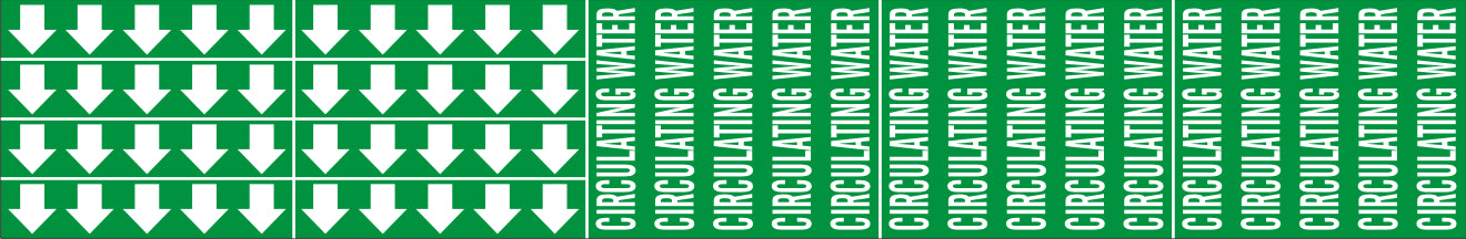 CIRCULATING WATER - PIPE MARKER WITH ARROWS - CIRCULATING WATER - PIPE MARKER WITH ARROWS, 2.25X13.5, Adhesive Vinyl
