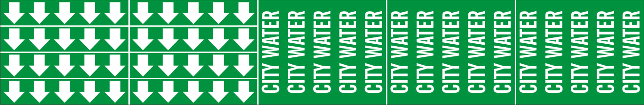 CITY WATER - PIPE MARKER WITH ARROWS - CITY WATER - PIPE MARKER WITH ARROWS, 2.25X13.5, Adhesive Vinyl
