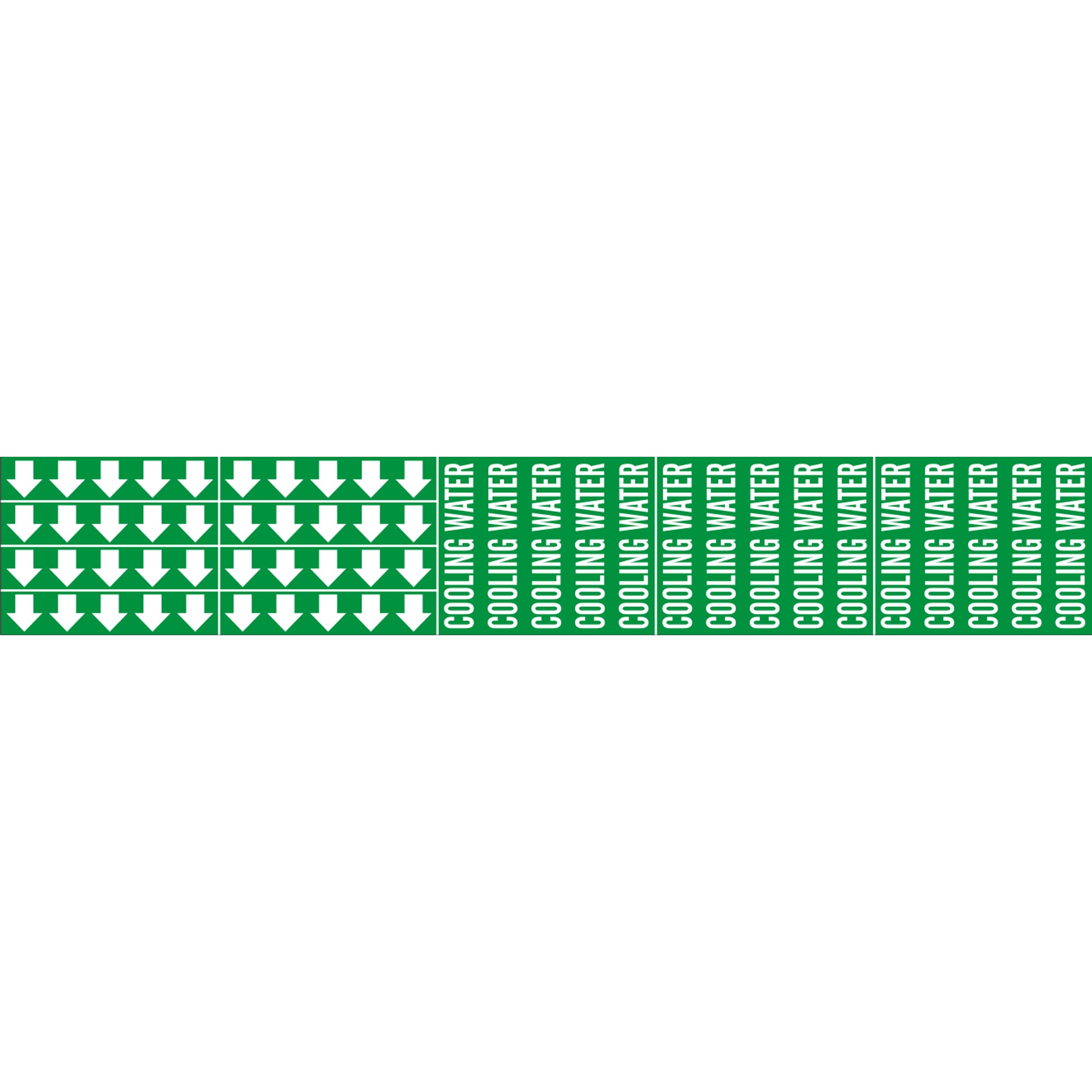 COOLING WATER - PIPE MARKER WITH ARROWS - COOLING WATER - PIPE MARKER WITH ARROWS, 2.25X13.5, Adhesive Vinyl