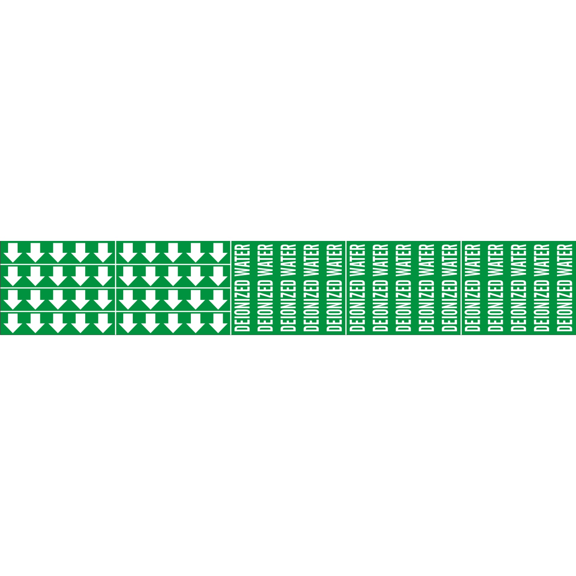 DEIONIZED WATER - PIPE MARKER WITH ARROWS - DEIONIZED WATER - PIPE MARKER WITH ARROWS, 2.25X13.5, Adhesive Vinyl