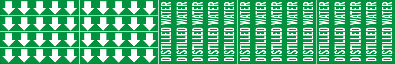 DISTILLED WATER - PIPE MARKER WITH ARROWS - DISTILLED WATER - PIPE MARKER WITH ARROWS, 2.25X13.5, Adhesive Vinyl