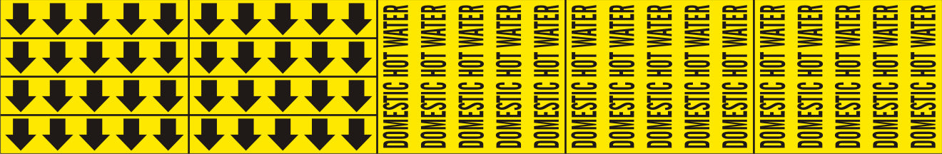 DOMESTIC HOT WATER - PIPE MARKER WITH ARROWS - DOMESTIC HOT WATER - PIPE MARKER WITH ARROWS, 2.25X13.5, Adhesive Vinyl