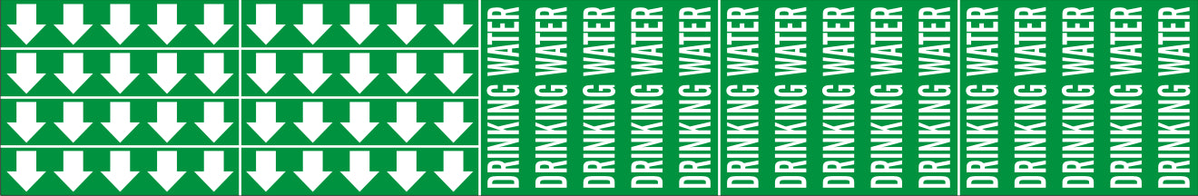 DRINKING WATER - PIPE MARKER WITH ARROWS - DRINKING WATER - PIPE MARKER WITH ARROWS, 2.25X13.5, Adhesive Vinyl