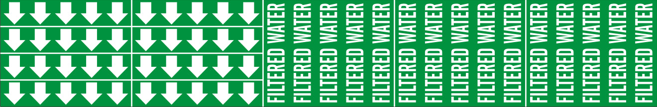FILTERED WATER - PIPE MARKER WITH ARROWS - FILTERED WATER - PIPE MARKER WITH ARROWS, 2.25X13.5, Adhesive Vinyl
