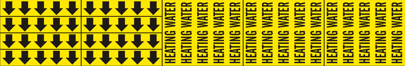 HEATING WATER - PIPE MARKER WITH ARROWS - HEATING WATER - PIPE MARKER WITH ARROWS, 2.25X13.5, Adhesive Vinyl