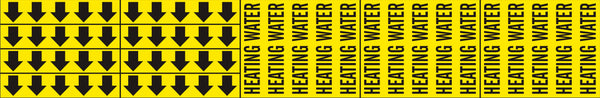 HEATING WATER - PIPE MARKER WITH ARROWS