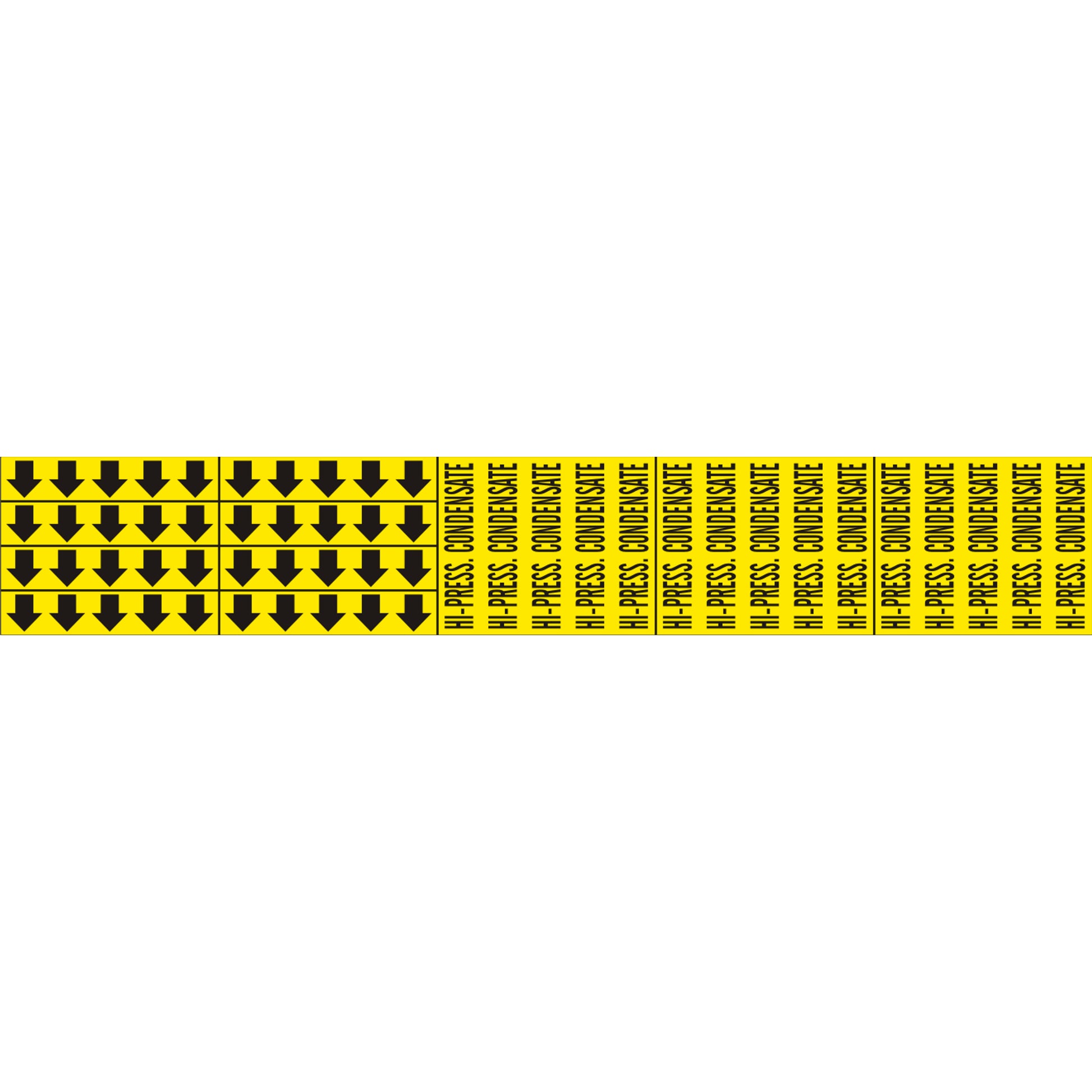 HI-PRESS. CONDENSATE - PIPE MARKER WITH ARROWS - HI-PRESS. CONDENSATE - PIPE MARKER WITH ARROWS, 2.25X13.5, Adhesive Vinyl