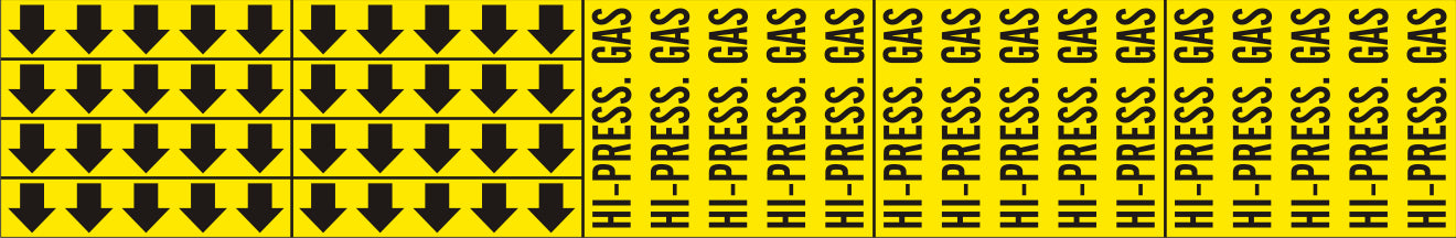 HI-PRESS. GAS - PIPE MARKER WITH ARROWS - HI-PRESS. GAS - PIPE MARKER WITH ARROWS, 2.25X13.5, Adhesive Vinyl
