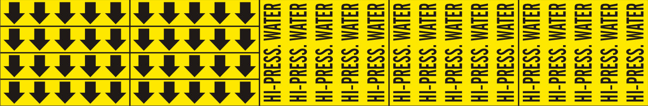 HI-PRESS. WATER - PIPE MARKER WITH ARROWS - HI-PRESS. WATER - PIPE MARKER WITH ARROWS, 2.25X13.5, Adhesive Vinyl