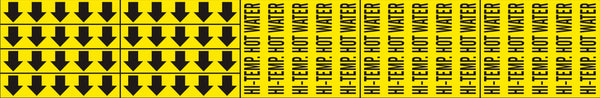 HI-TEMP. HOT WATER - PIPE MARKER WITH ARROWS