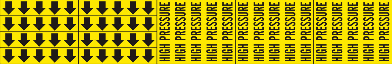 HIGH PRESSURE - PIPE MARKER WITH ARROWS - HIGH PRESSURE - PIPE MARKER WITH ARROWS, 2.25X13.5, Adhesive Vinyl