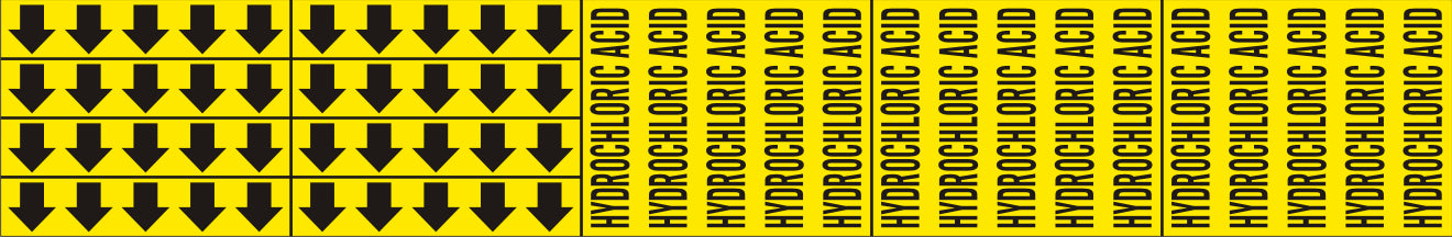 HYDROCHLORIC ACID - PIPE MARKER WITH ARROWS - HYDROCHLORIC ACID - PIPE MARKER WITH ARROWS, 2.25X13.5, Adhesive Vinyl