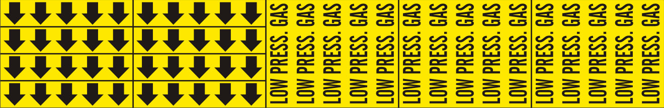 LOW PRESS. GAS - PIPE MARKER WITH ARROWS - LOW PRESS. GAS - PIPE MARKER WITH ARROWS, 2.25X13.5, Adhesive Vinyl