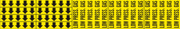 LOW PRESS. GAS - PIPE MARKER WITH ARROWS