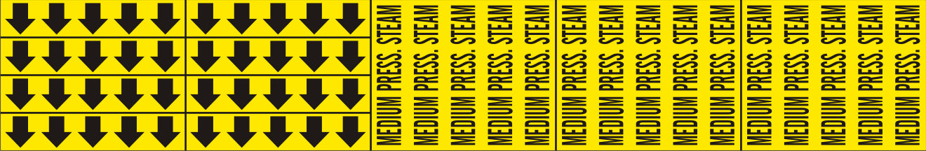 MEDIUM PRESS. STEAM - PIPE MARKER WITH ARROWS - MEDIUM PRESS. STEAM - PIPE MARKER WITH ARROWS, 2.25X13.5, Adhesive Vinyl