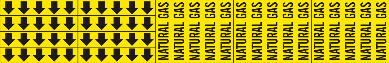 NATURAL GAS - PIPE MARKER WITH ARROWS - NATURAL GAS - PIPE MARKER WITH ARROWS, 2.25X13.5, Adhesive Vinyl