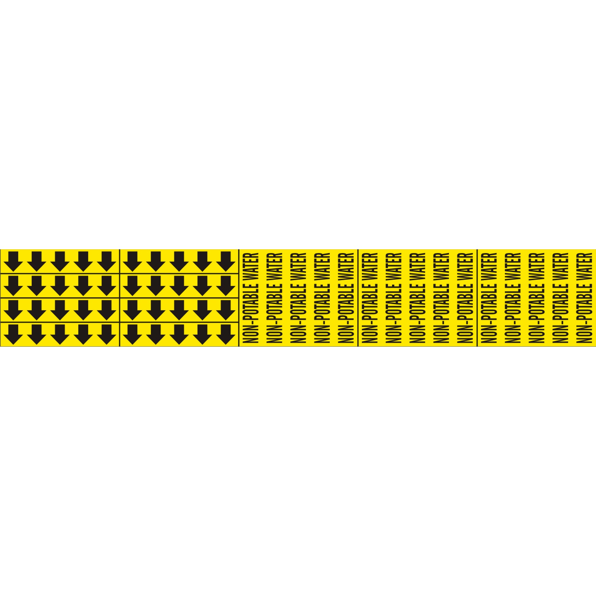 NON-POTABLE WATER - PIPE MARKER WITH ARROWS - NON-POTABLE WATER - PIPE MARKER WITH ARROWS, 2.25X13.5, Adhesive Vinyl