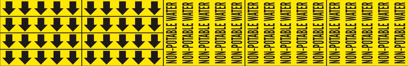 NON-POTABLE WATER - PIPE MARKER WITH ARROWS - NON-POTABLE WATER - PIPE MARKER WITH ARROWS, 2.25X13.5, Adhesive Vinyl