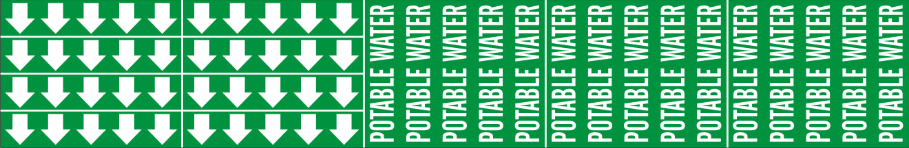 POTABLE WATER - PIPE MARKER WITH ARROWS - POTABLE WATER - PIPE MARKER WITH ARROWS, 2.25X13.5, Adhesive Vinyl