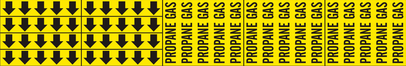 PROPANE GAS - PIPE MARKER WITH ARROWS - PROPANE GAS - PIPE MARKER WITH ARROWS, 2.25X13.5, Adhesive Vinyl